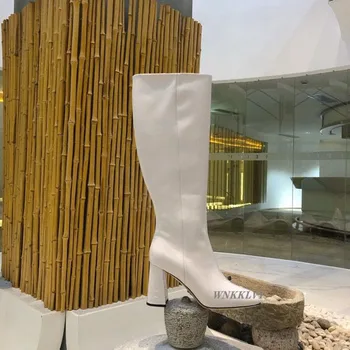 Indesata tocuri înalte Genunchi ridicat cizme femei piele strălucitoare spaure toe cavaler cizme lungi 2020 pista de Design de pantofi de Toamna botine