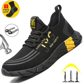 Indestructibil Securitatea Muncii Cizme Barbati Steel Toe Pantofi De Siguranță Pantofi Pentru Bărbați Pantofi De Lucru Puncție-Dovada Munca Adidași De Securitate Încălțăminte