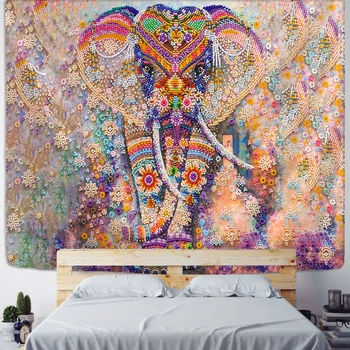 Indian Mandala Tapiserie Perla Elefant Art Agățat de Perete Soarele Și Luna Meditație Chakra Tapiserii pentru Living Decorul Camerei