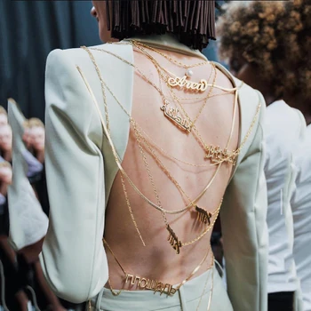 Industria Grea Personalizate Lanț De Aur Backless Blazer Coat Femei Sexy Singur Buton Slim Petrecere Strat De Sex Feminin 2020 Moda Nouă Maree