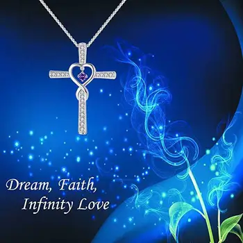 Infinity-L Iubesc Pe Dumnezeu Avem Încredere În Cruce Creștină Piatra De Cristal Pandantiv Colier Culoare Pietre Zircon Colier Inima Bijuterii Femei