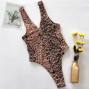 INGAGA Leopard Taie costume de Baie O Piesă de Îmbinare de Înaltă Tăiat Body Sexy cu Push Up Costume de baie Femei 2021 Noi Brazilian Costum de Baie