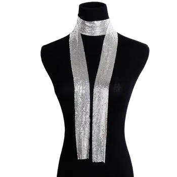 IngeSight.Z Epocă de Aluminiu Net Cravată Colier Guler Declarație Paiete Colorate Colier cu Lanț Lung Eșarfă pentru Femei Bijuterii