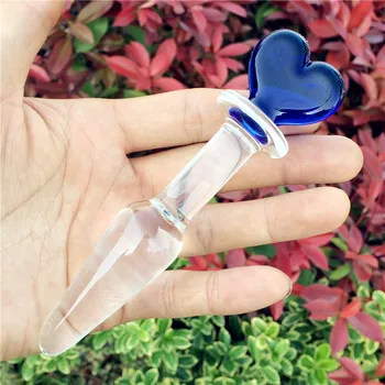 Inima albastru de Sticlă anal plug jucarii sexuale pentru femei lesbiene G SPOT uda Cristal MARE MARGELE GAY prostata stimularea anusului dop de FUND