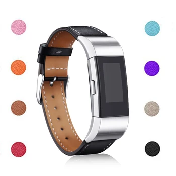 Inlocuire Piele Watchband Curea pentru Fitbit Charge 2 Smart Watch band Bratara Inox Cadru pentru Charge2 Brățară