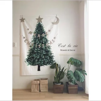 Ins Crăciun copac de pin atârna o cârpă de decorare perete de pânză mici proaspete de vacanță fundal pânză simplu tapiserie