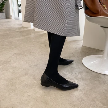 INS HOT Stone Model din Piele Pantofi pentru Femei Importat din piele de Vițel Moale Confortabil Deget de la picior Pătrat Skinny, Pantofi Femei, Pantofi Plat