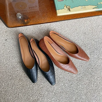 INS HOT Stone Model din Piele Pantofi pentru Femei Importat din piele de Vițel Moale Confortabil Deget de la picior Pătrat Skinny, Pantofi Femei, Pantofi Plat