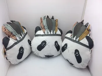 INS Indian Panda Perna Bumbac pentru Copii Perna de Păpuși Însoțească Somn Copii Pătuț Moale Jucărie Umplute Decorare Dormitor Copii Cadou