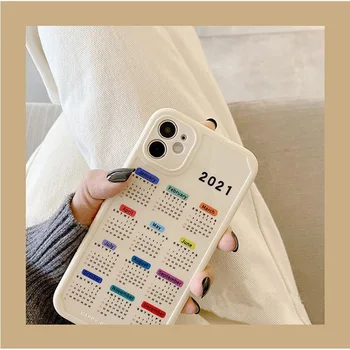INS Moda 2021 Calendar Lucioasă Telefon Caz Pentru iphone 12 Mini 11 Pro Max XR X XS 7 8 Partea de Plus, model Moale gel de Siliciu Acoperi