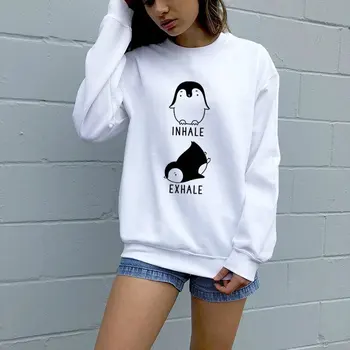 Inspirați, Expirați Pinguin Tricoul tumblr Haine de Moda Trening Unisex jachete Pulovere Jumper tinuta Crewneck topuri casual