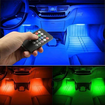 Interior masina RGB LED Strip Atmosfera Decorative de Lumină Ambientală Flexibile cu LED-uri Colorate Cu Muzica de la Distanță Controlate de Ritm Lampa