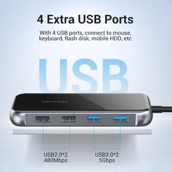 Intervenție C HUB USB Type-C la HDMI Multi HUB USB 3.0 Adaptor Thunderbolt 3 pentru MacBook Pro-C USB 3.1 Tip de Port Splitter C HUB