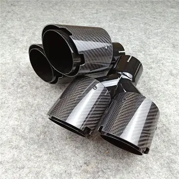Intrare 63mm Priza 101mm Negru Lucios din Oțel Inoxidabil Mașină Strălucitoare de Carbon gazele de Eșapament Țeavă de Tailtip Auto-styling Tobei de Eșapament Sfat