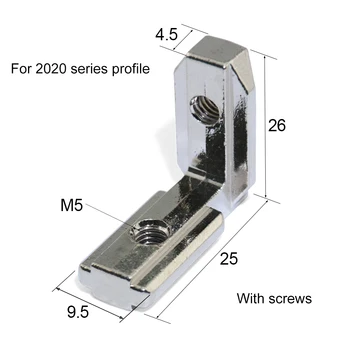 Introduce Colț Slot Conector în Formă de L Coltul Intern Conector Comun de Suport pentru 2020 Profil de Aluminiu de slot 6mm