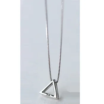 INZATT Real Argint 925 Geometrice Triunghi Zircon Cravată Coliere Bijuterii Fine Pentru Femei, Accesorii de Petrecere