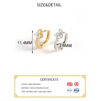 INZATT Real Argint 925 Placat cu Flori Hoop Cercei Pentru Femei de Moda de Petrecere drăguț Bijuterii Fine Minimalist Accesorii