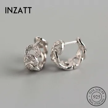 INZATT Real Argint 925 Placat Hoop Cercei Pentru Femei de Moda de Petrecere Geometrice Fine Bijuterii Boemia Accesorii