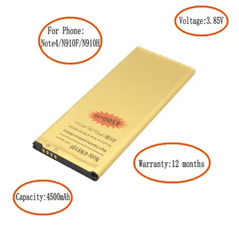 ISkyamS 1x EB-BN910BBE Note4 Aur Acumulator + Incarcator pentru Samsung Galaxy Note 4 N910H N910A N910C N910U N910F N910X N910V N910P