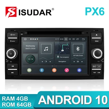 Isudar PX6 2 Din Android 10 GPS, Autoradio 7 Inch Pentru Ford/Mondeo/Focus/Transit/C-MAX/S-MAX/Fiesta Mașină Multimedia Player 4GB RAM
