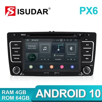 Isudar PX6 2 Din Android 10 Radio Auto Pentru SKODA/Yeti/Octavia 2009 2010 2012 Hexa Core RAM 4G Car Multimedia DVD Player GPS DVR
