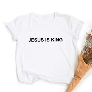 Isus Este Rege Scrisoare de Imprimare Femei T-shirt Credința Creștină Sper Dragoste Harajuku Tricouri Religie Topuri Teuri Streetwear Ropa Mujer
