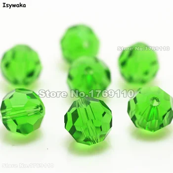 Isywaka 10mm 70Pcs Culoare Verde intens Fotbal Fațete Austriac de cristal Șirag de mărgele Rotunde Liber margele Brățară accesorii Diy Face