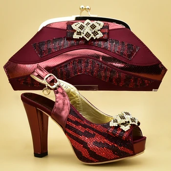 Italian de Potrivire de Pantofi și Sac Set pentru Nunta Nigerian Femei Pantofi de Partid cu Sac Decorate cu Appliuqes Doamnelor Sac de Pantofi