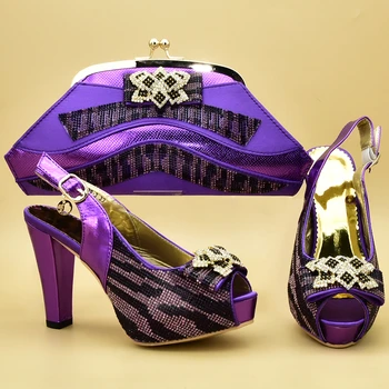 Italian de Potrivire de Pantofi și Sac Set pentru Nunta Nigerian Femei Pantofi de Partid cu Sac Decorate cu Appliuqes Doamnelor Sac de Pantofi