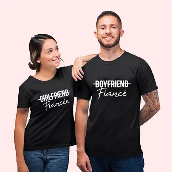 Iubita Logodnica Prietenului Logodnicul Tricou Femei Bărbați Logodna Cămașă de Vară Cupluri Iubitorii de T-shirt de Potrivire Cupluri Tricou