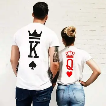 Iubitor de vară Teuri de Poker Grafic Regele și Regina Tumblr Amuzant Streetwear Tricou Femei Cuplu T-shirt Îmbrăcăminte