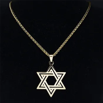 Iudaismul Ierusalim Hexagonale Stele din Oțel Inoxidabil Colier Femei de Culoare de Aur Coliere Bijuterii collares de steel inoxida N414702