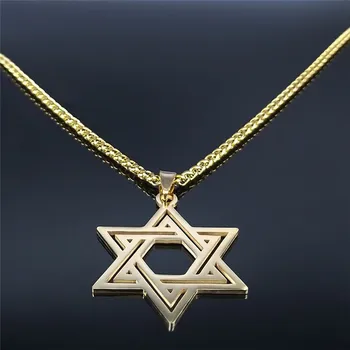 Iudaismul Ierusalim Hexagonale Stele din Oțel Inoxidabil Colier Femei de Culoare de Aur Coliere Bijuterii collares de steel inoxida N414702