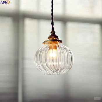 IWHD Nordic Minge de Sticlă Pandantiv Lampă cu LED-uri Dormitor Sufragerie Living Cupru Agățat Lumini Casa de Iluminat Interior Lamparas Lampadare