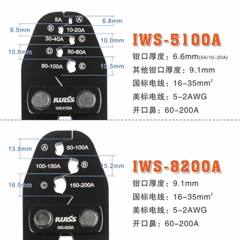 IWISS Sertizare Clesti Instrumente de Tip U Sertizare Terminale Cleste pentru Sertizare 5A să 80A 100A și la 200A