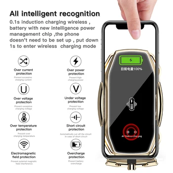 IYOUA5sAutomatic de Prindere 10W Masina Încărcător Wireless Pentru iPhone Xs Huawei LG Infraroșu Inducție Qi Wireless Charger Auto Telefon Hol