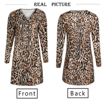 Jachete 2018 Toamna Fierbinte Clasic Noua Moda Femei V Guler Maneca Lunga print Leopard Sacou Haina S-XL