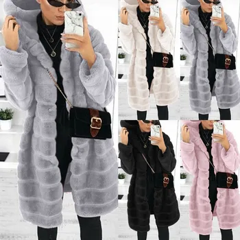 Jachete de blană pentru Femei Faux-fur' Gilet Vest Maneca Lunga Vesta Corpul mai Cald Sacou Haina Sacouri Casual Strat Solid Palton Jachete