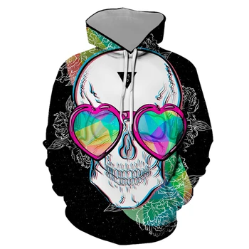 Jachete om Plus Dimensiune imprimare 3D craniu de Imprimare Convertibile Hanorac Sweatershirt Topuri Tricou om design clientului WY50