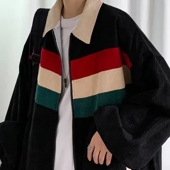 Jachetă de catifea de Moda pentru Bărbați de Culoare de Contrast Jachete Casual Mens Streetwear Sălbatice Vrac Hip Hop Jacheta Bomber Barbati M-2XL