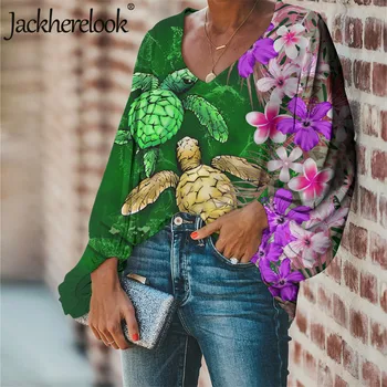 Jackherelook Plus Dimensiune Bluza pentru Femei Topuri Țestoasă Tropicale Hibiscus Plumeria Design de Brand Harajuku Tricou Top Blusas Mujer