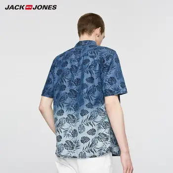 JackJones Bărbați Bumbac Tropical Print cu mânecă Scurtă Cămașă din Denim pentru Barbati| 219204520