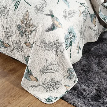 Jacquard Nordic Spălare de Pat din Bumbac Acoperi Pasăre Matlasat Quilt Set 3pcs Vara Pătură Florale Casa Cuvertură pentru Pat Queen 150