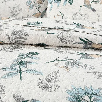 Jacquard Nordic Spălare de Pat din Bumbac Acoperi Pasăre Matlasat Quilt Set 3pcs Vara Pătură Florale Casa Cuvertură pentru Pat Queen 150