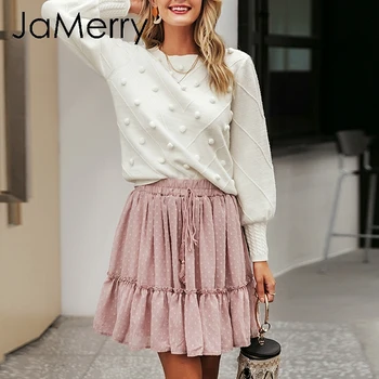 JaMerry de Epocă elegant blana pompon femei pulover Felinar cu maneci tricotate pulover feminin Streetwear casual dulce pulover jumper