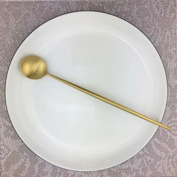 JANKNG 1-Bucată Royal Mat Prue Aur Set de Tacâmuri din Oțel Inoxidabil Set de Cină Cuțit de Unt Furculita Supa Icespoon Tacamuri