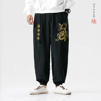 Japoneze Casual Kimono Pantaloni Largi HarajukuTrousers Japonia Barbati Asiatice Tradiționale De Îmbrăcăminte Yukata Stil Brodate Costum Harem