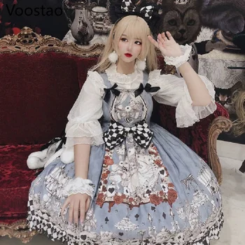 Japoneze Gothic Lolita Rochie Fete De Epocă Întunecată Înmormântare Lolita Jsk Rochie Femei Harajuku Rece Fără Mâneci Punk Suspensor Rochii