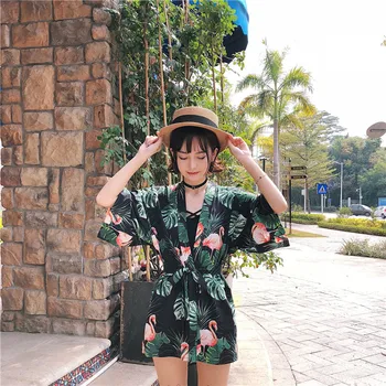 Japoneze INS Stil Sunblocking Kimono Haori Halat Yukata Femei Cardigan Floare de Imprimare Retro Traditonal Plaja Costum