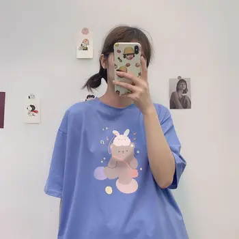 Japoneze Kawaii Desene animate Imprimate T-shirt, Bluze Femei Vara Supradimensionate Stil Tineri tricou Școlăriță Haine Largi